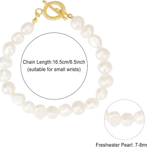 Pearl Bracelets for Women Freshwater Baroque Beaded Jewelry Gift for Weddings - Picture 6 of 9